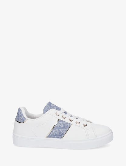 Baskets en simili à empiècements stylisés - Bleu jeans - 1