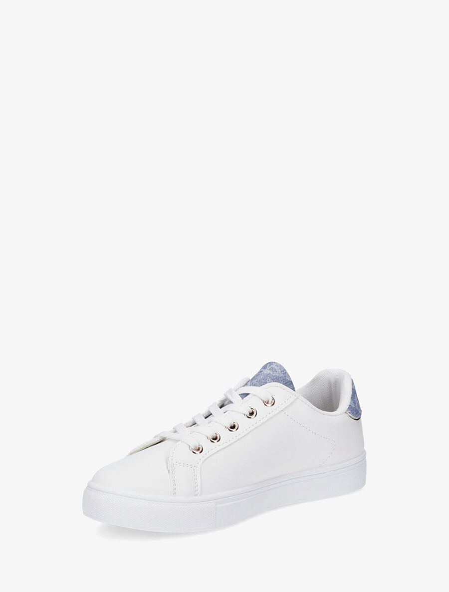 Baskets en simili à empiècements stylisés - Bleu jeans - 3