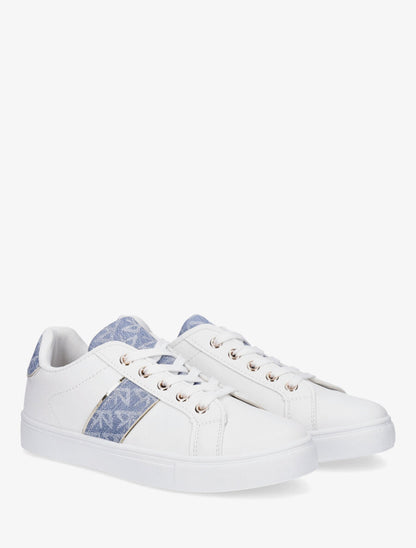 Baskets en simili à empiècements stylisés - Bleu jeans - 4