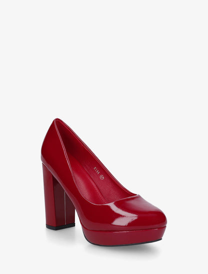 Escarpins vernis à talon épais - Bordeaux - 2