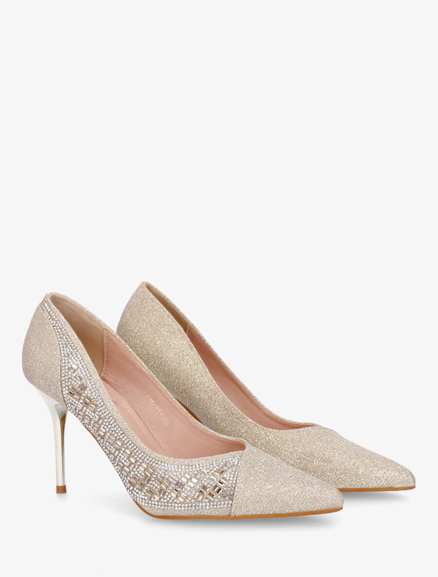 Escarpins pailleté à talon aiguille - Or - 4