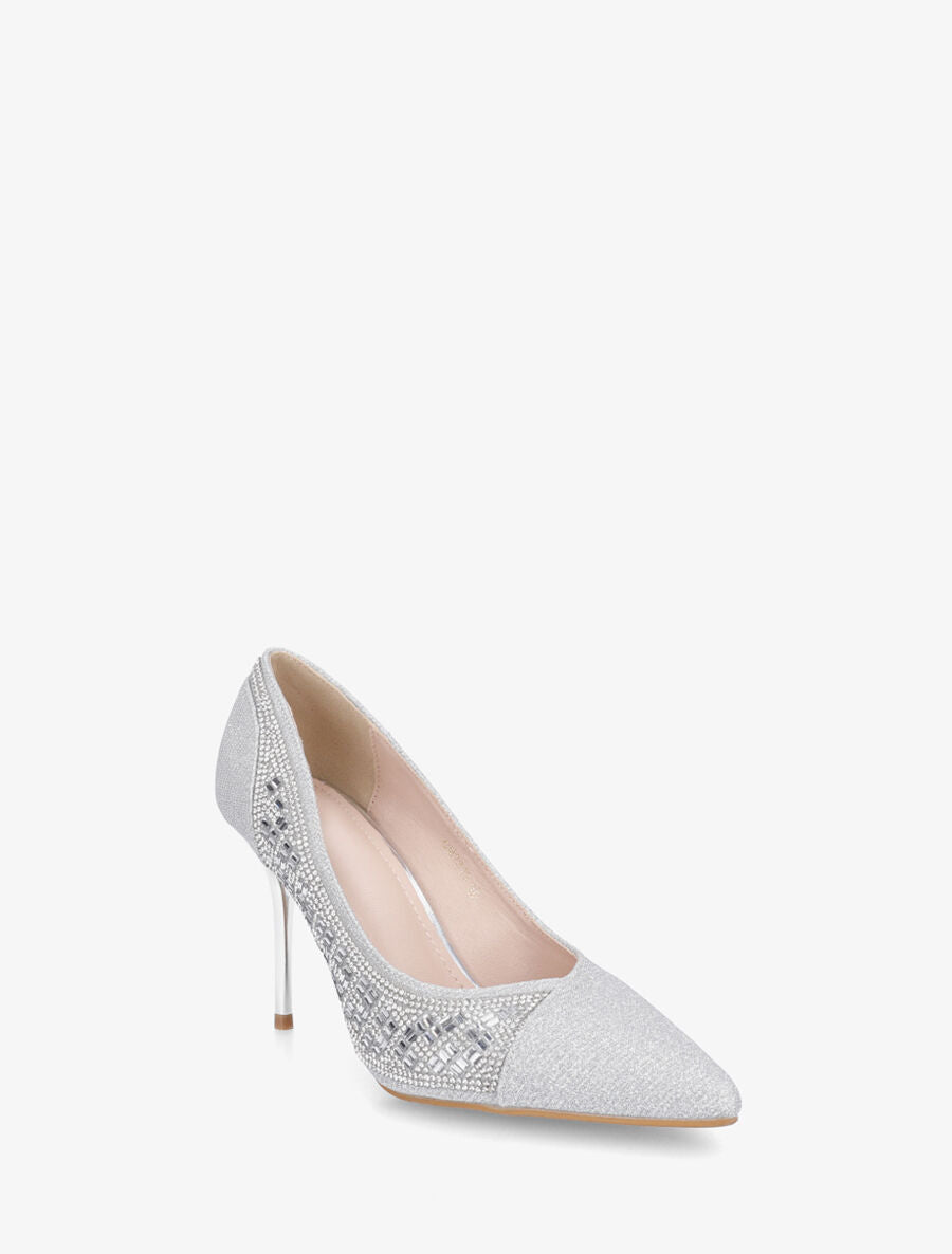 Escarpins pailleté à talon aiguille - Argent - 2