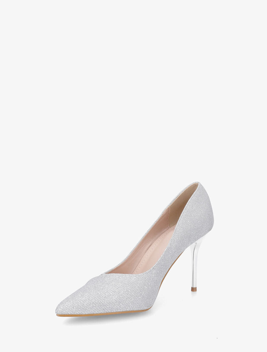 Escarpins pailleté à talon aiguille - Argent - 3