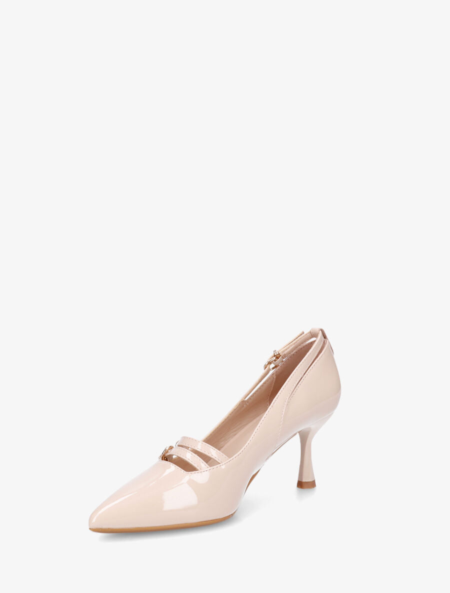 Escarpins vernis à triple boucles - Beige - 3