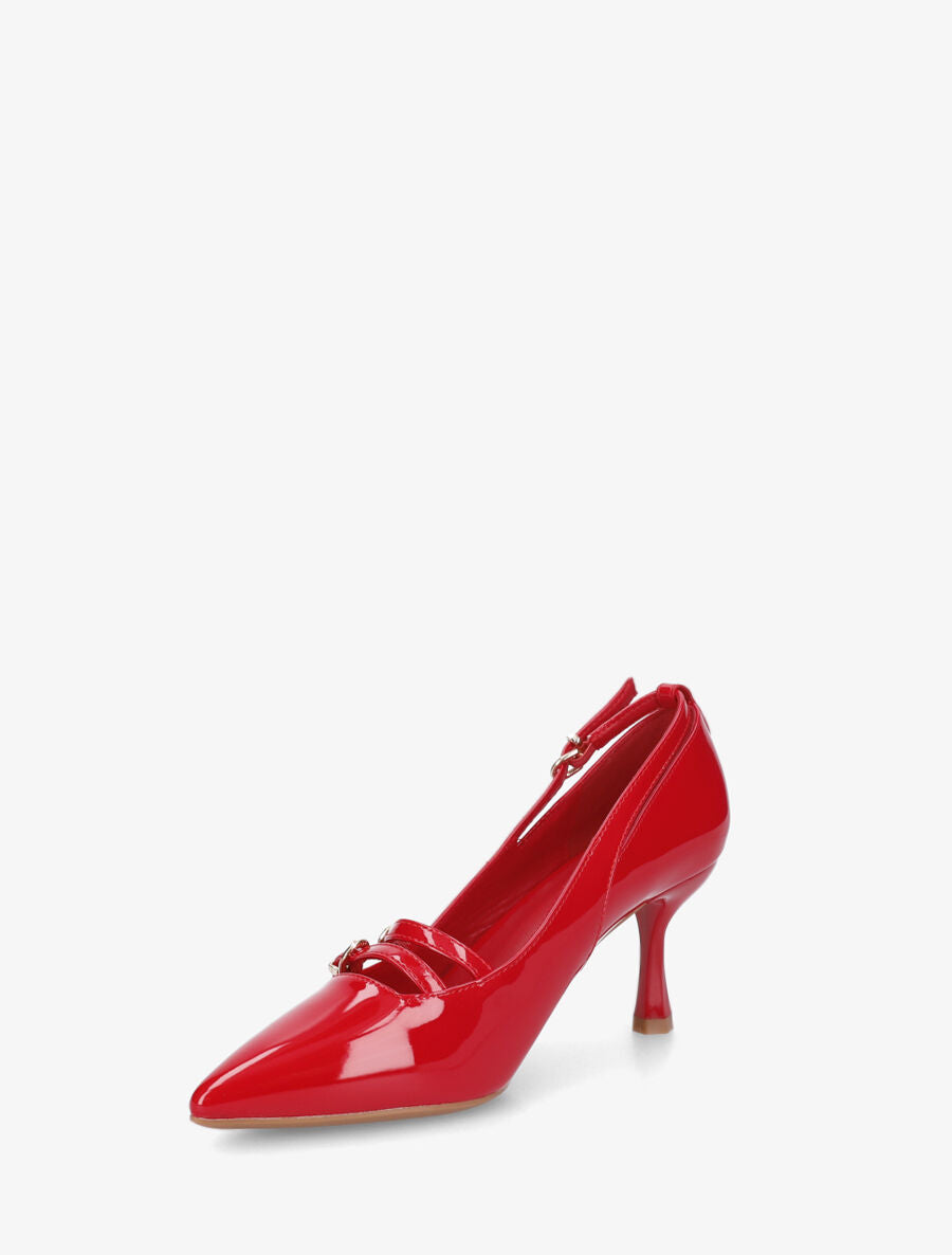Escarpins vernis à triple boucles - Rouge - 3