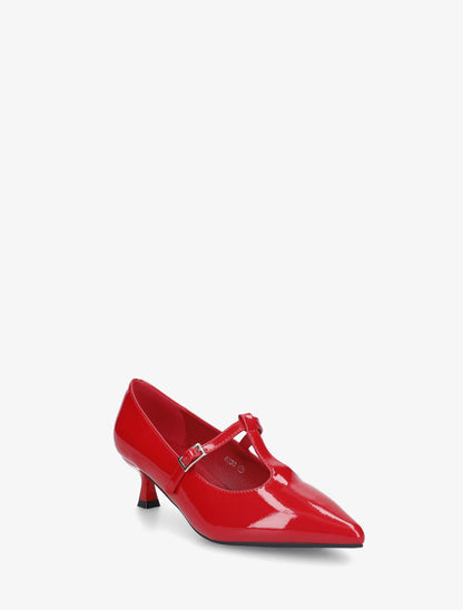 Escarpins vernis à boucle - Rouge - 2