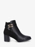 Bottines à talon et boucle décorative - Noir - 1