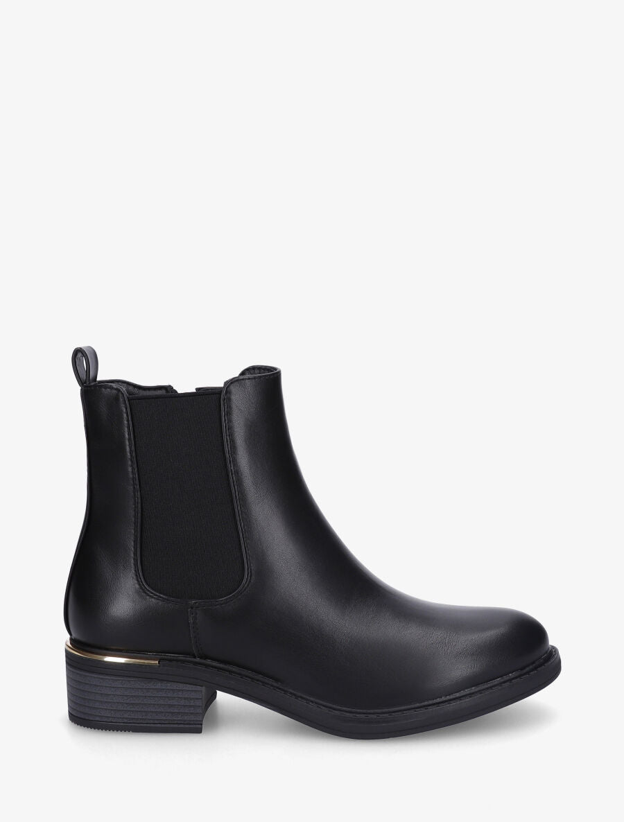 Bottines en simili style chelsea à détail métallique - Noir - 1