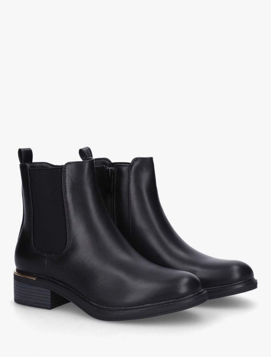 Bottines en simili style chelsea à détail métallique - Noir - 4