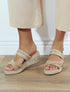 Sandales en suédine à semelle raphia - Beige - 1