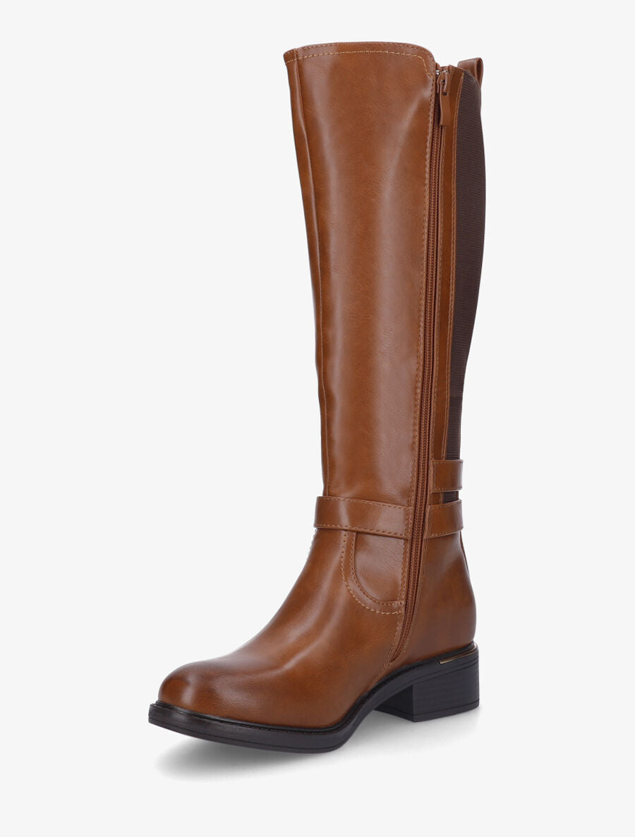 Bottes élastiquées à double sangles et empiècement métal - Camel - 3