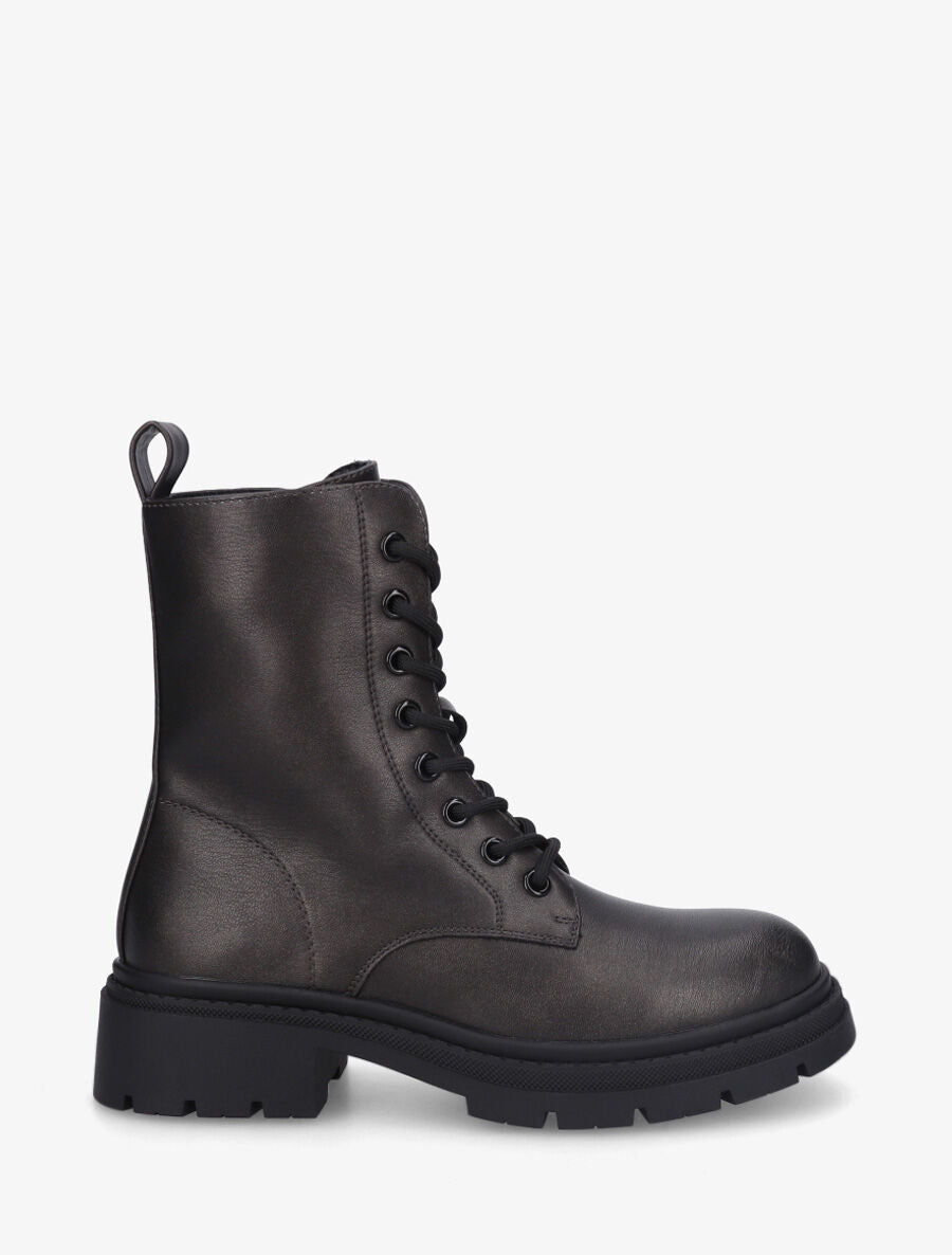 Bottines montantes à lacets en simili - Anthracite - 1