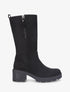 Bottines montantes en suédine à double zips - Noir - 1