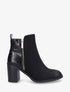 Bottines à talon et contrefort imprimé croco - Noir - 5