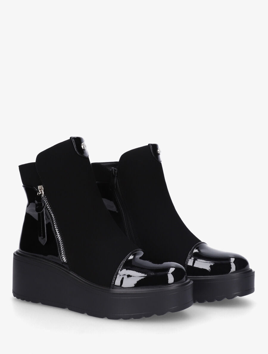 Bottines compensées bi-matière - Noir - 4