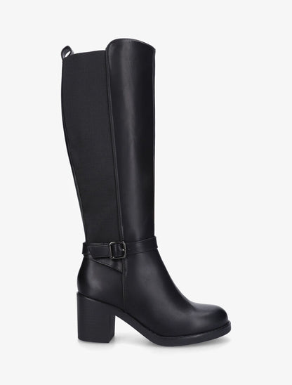Bottes unies élastiquées à talon - Noir - 5