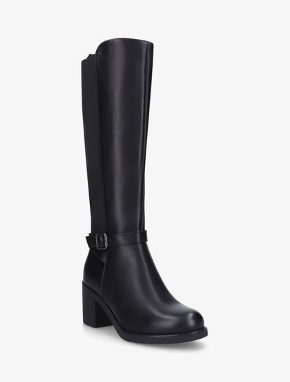 Bottes unies élastiquées à talon - Noir - 2