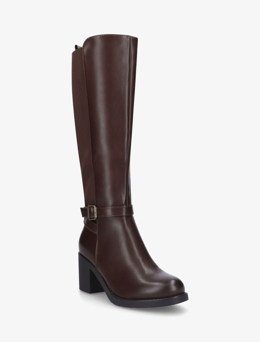 Bottes unies élastiquées à talon - Chocolat - 2