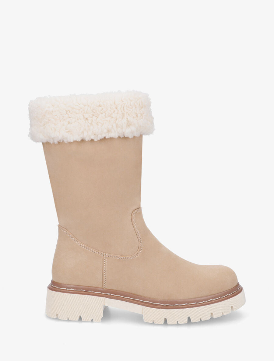 Bottines montantes effet nubuck - Beige - 1