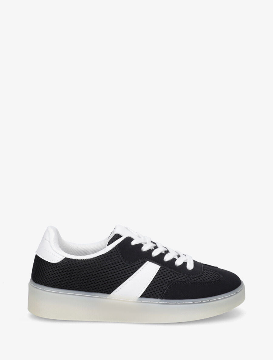 Sneakers en toile à semelle plate - Noir - 1