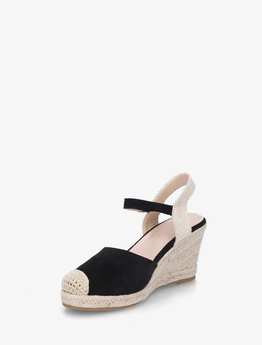 Sandales compensées en suédine - Noir - 3
