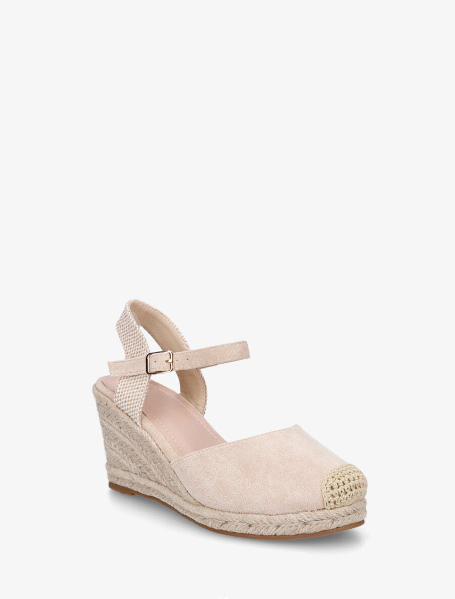 Sandales compensées en suédine - Beige - 2