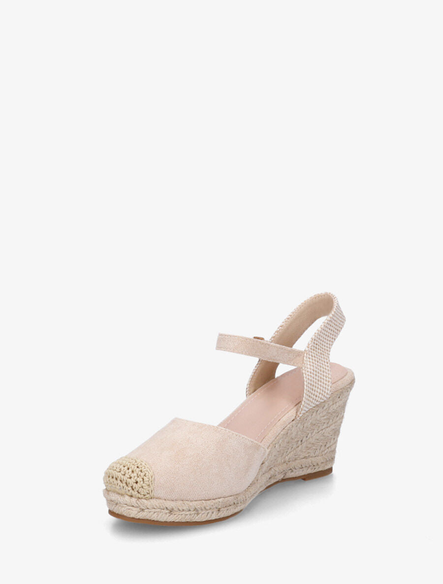 Sandales compensées en suédine - Beige - 3