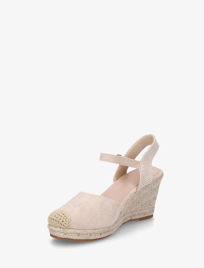 Sandales compensées en suédine - Beige - 3