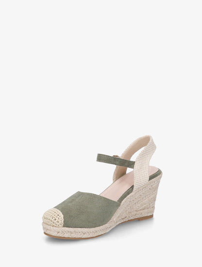 Sandales compensées en suédine - Kaki - 3
