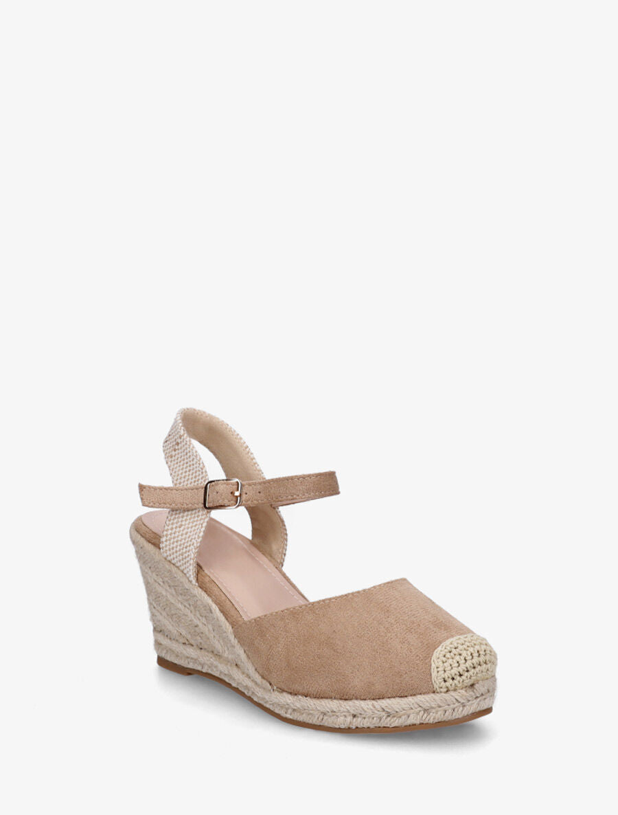 Sandales compensées en suédine - Camel - 2