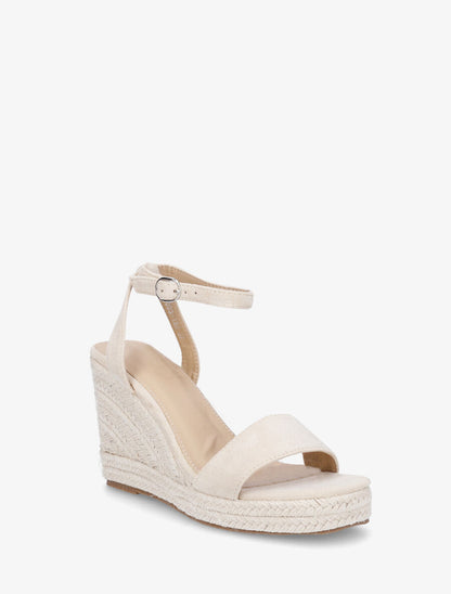 Sandales compensées en suédine - Beige - 2