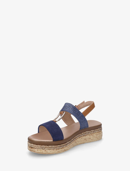 Sandales compensées à brides bi-matière - Bleu - 3