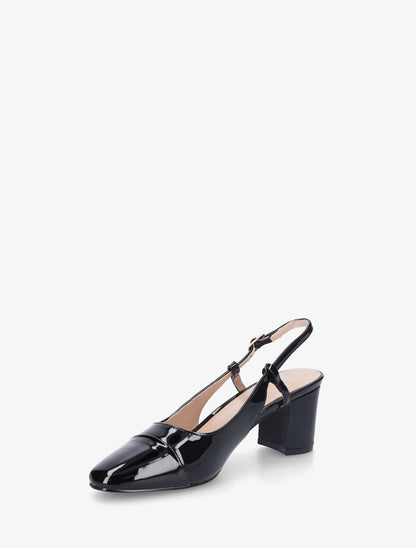 Sandales vernies bicolore à talon - Noir - 3