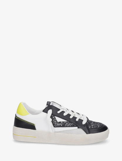 Sneakers en simili à détail pailleté - Noir - 5