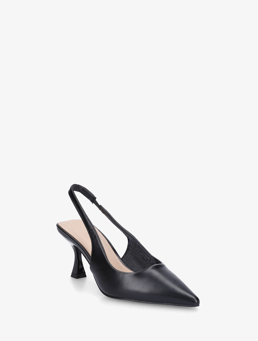 Escarpins bout pointu et talon bobine - Noir - 2