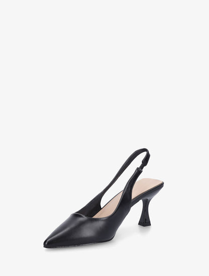 Escarpins bout pointu et talon bobine - Noir - 3