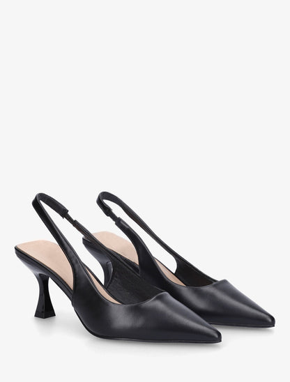 Escarpins bout pointu et talon bobine - Noir - 4