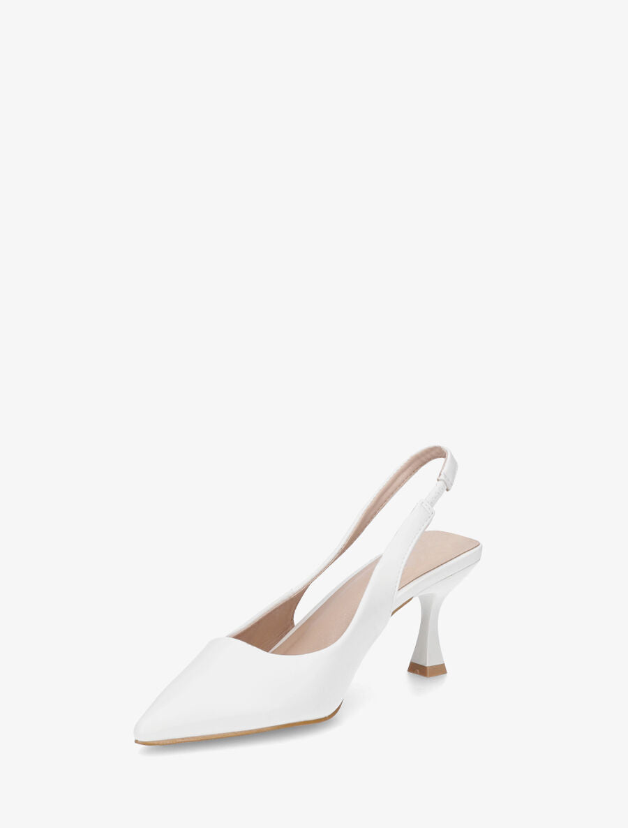 Escarpins bout pointu et talon bobine - Blanc - 3