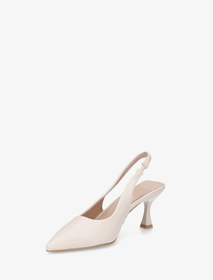 Escarpins bout pointu et talon bobine - Beige - 3