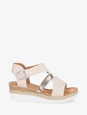 Sandales compensées à liseré irisé - Beige - 1