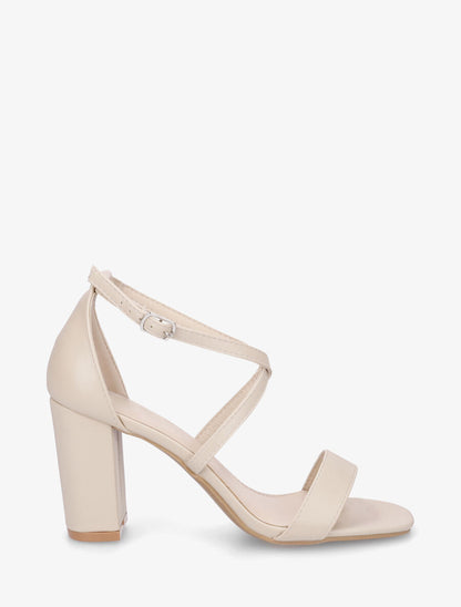 Sandales hautes à brides croisées - Beige - 1