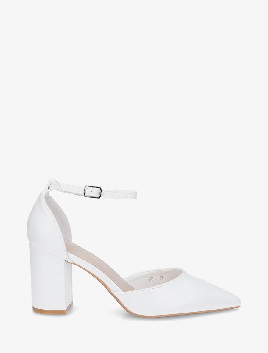 Escarpins à talon bloc et bouts pointus - Blanc - 1