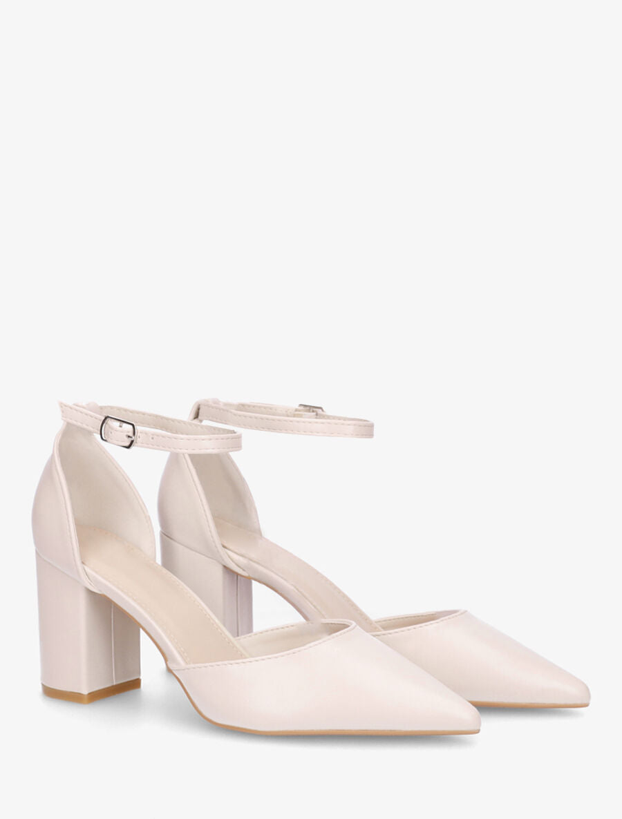 Escarpins à talon bloc et bouts pointus - Beige - 4
