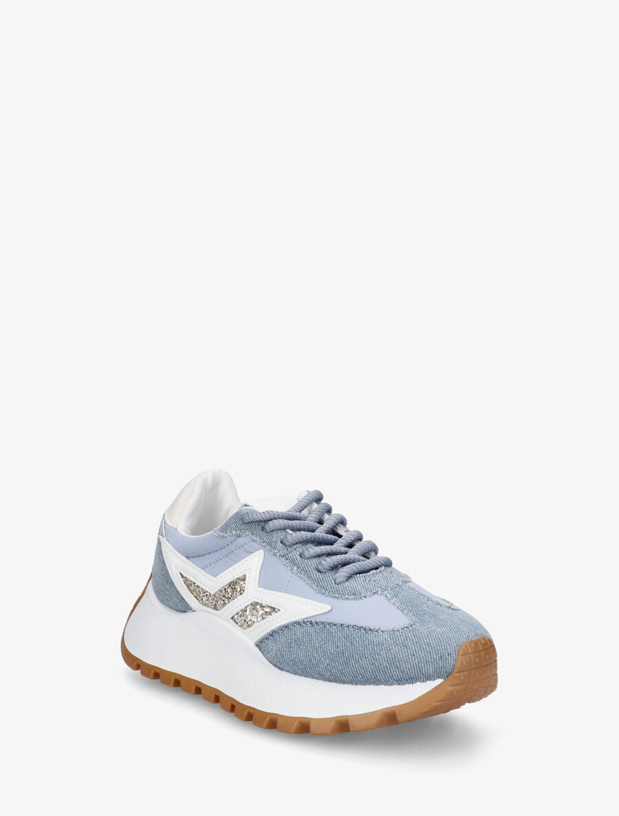 Sneakers à plateforme et détail pailleté - Bleu - 2