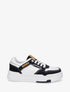 Sneakers en simili à empiècement jean - Noir - 5