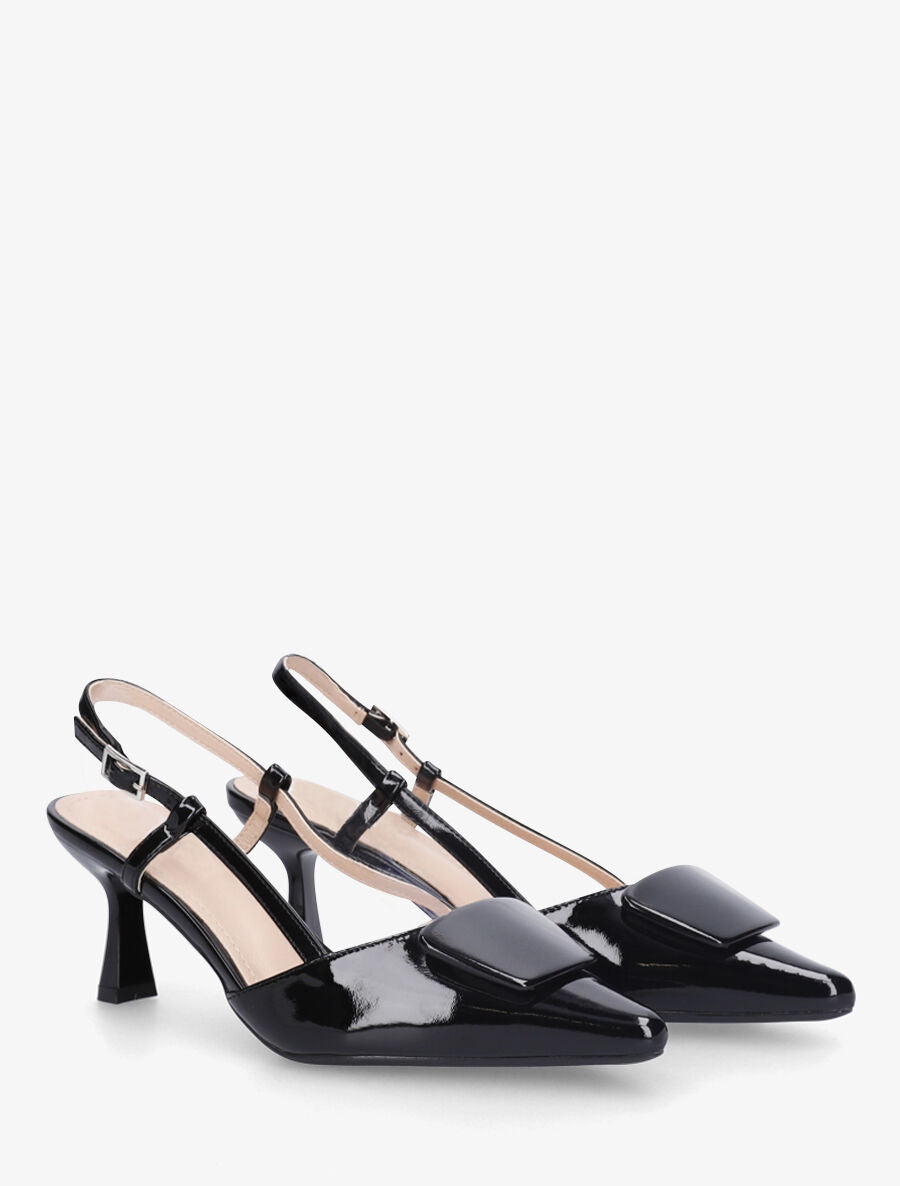 Escarpins vernis ouverts à bouts pointus fantaisies - Noir - 4