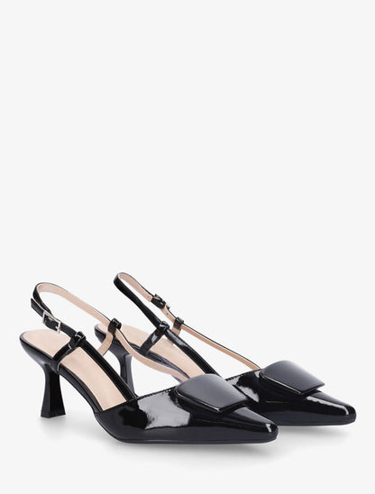 Escarpins vernis ouverts à bouts pointus fantaisies - Noir - 4