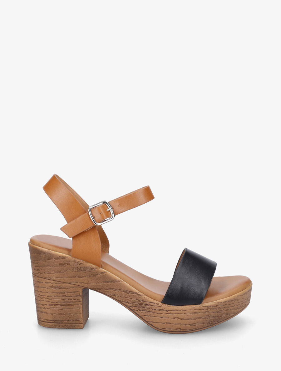 Sandales à talon haut en simili - Noir - 5