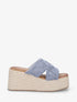 Mules style macramé à talon compensé - Bleu clair - 5