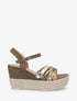 Sandales compensées en suédine et raphia - Kaki - 1